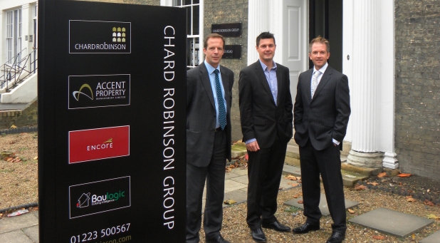 Stephen Chard and Neil Robinson pictured with Colliers' Edward Dodson (left)