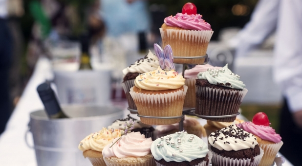 Guests were treated to cupcakes and strawberries 