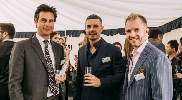 Stephen Chard (centre) and Neil Robinson (right) meet with clients at The Newton launch